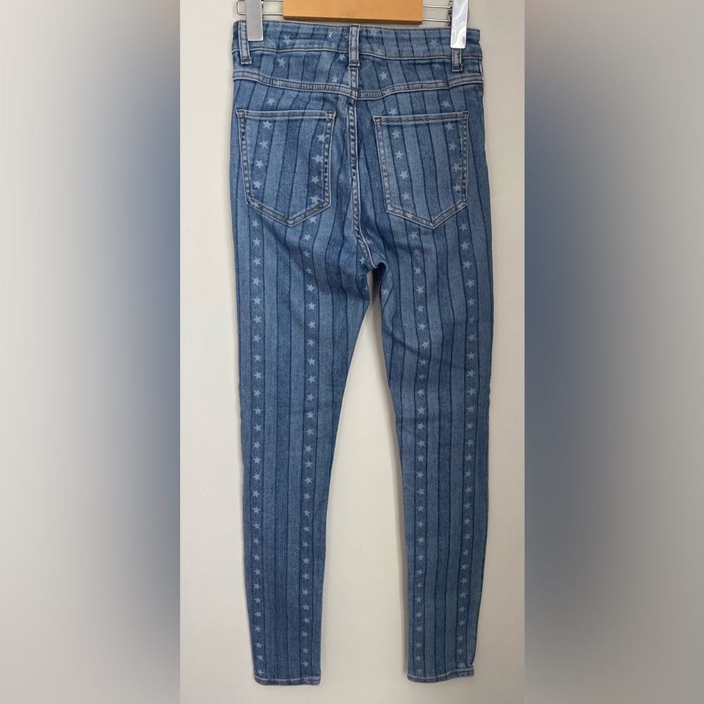 SANDRO Paris Star-print Skinny Mid-rise Jeans In Blue Ladies 34 or US 2 - Picture 3 of 13